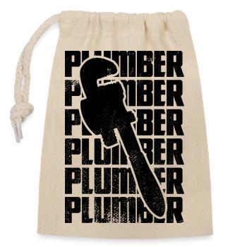 Klempner - Verschließbarer Geschenkbeutel aus Baumwolle (14x20cm) - Natur - Vorne