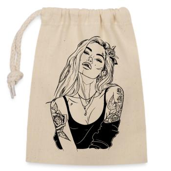 Tatouage Fille Conception - Sac cadeau en coton avec cordon (14 x 20 cm) - nature - Devant