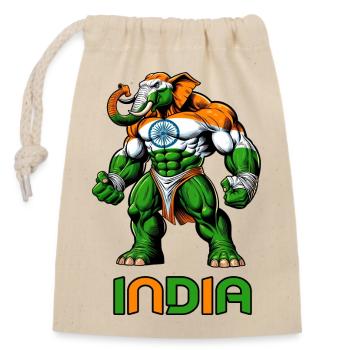 Indien Elefant Flaggen Design - Verschließbarer Geschenkbeutel aus Baumwolle (14x20cm) - Natur - Vorne