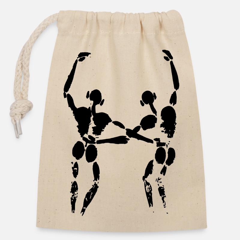 Two friends - Closable cotton gift bag (14x20cm) - nature