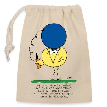By continually trying... (English version) - Closable cotton gift bag (14x20cm) - nature - Front