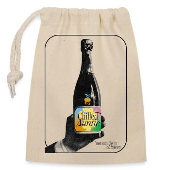 Chilled Auntie Pop Art Bottle - Closable cotton gift bag (14x20cm) - nature - Front