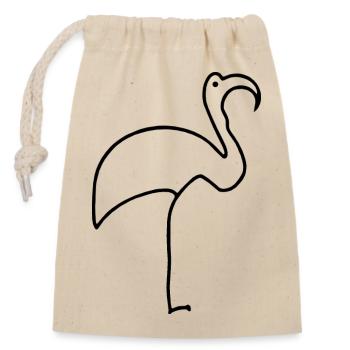 Flamingo - Verschließbarer Geschenkbeutel aus Baumwolle (14x20cm) - Natur - Vorne