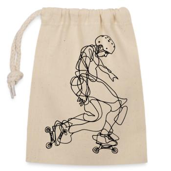 Roller Skater Zeichnung - Verschließbarer Geschenkbeutel aus Baumwolle (14x20cm) - Natur - Vorne