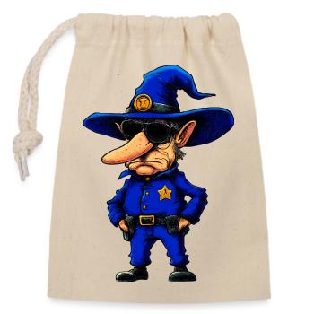 Polizist Zauberer - Verschließbarer Geschenkbeutel aus Baumwolle (14x20cm) - Natur - Vorne