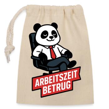 Panda Arbeitszeitbetrug Shirt - Verschließbarer Geschenkbeutel aus Baumwolle (14x20cm) - Natur - Vorne