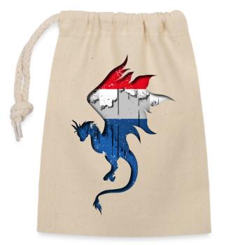 Drapeau des Pays-Bas - Pays-Bas - Silhouette de - Sac cadeau en coton avec cordon (14 x 20 cm) - nature - Devant