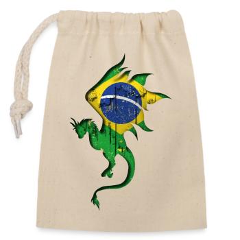 Flag of Brazil - Brazil - Dragon Silhouette - Closable cotton gift bag (14x20cm) - nature - Front