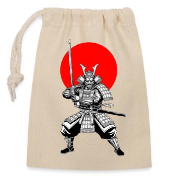 Traditioneller Samurai Krieger - Verschließbarer Geschenkbeutel aus Baumwolle (14x20cm) - Natur - Vorne