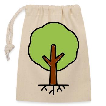 Baum Silhouette Grün Cartoon - Verschließbarer Geschenkbeutel aus Baumwolle (14x20cm) - Natur - Vorne