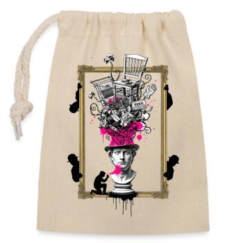 Surreal Shopping Cart Portrait in Picture Frame - Closable cotton gift bag (14x20cm) - nature - Front