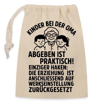 oma kinder erziehung - Verschließbarer Geschenkbeutel aus Baumwolle (14x20cm) - Natur - Vorne