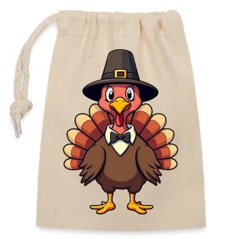 Thanksgiving Lustiger Thanksgiving Truthahn - Verschließbarer Geschenkbeutel aus Baumwolle (14x20cm) - Natur - Vorne