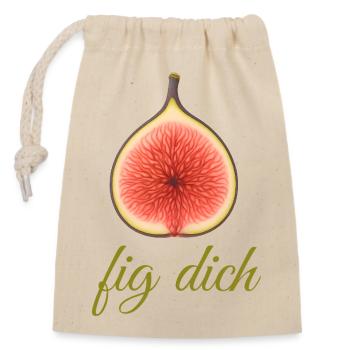 Cowardly Wordplay Fig You Humor - Closable cotton gift bag (14x20cm) - nature - Front