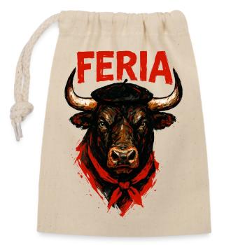 Féria - Pays Basque - Sac cadeau en coton avec cordon (14 x 20 cm) - nature - Devant