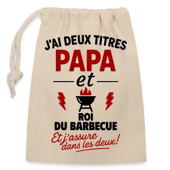Dad King of the Barbecue Two Titles - Closable cotton gift bag (14x20cm) - nature - Front