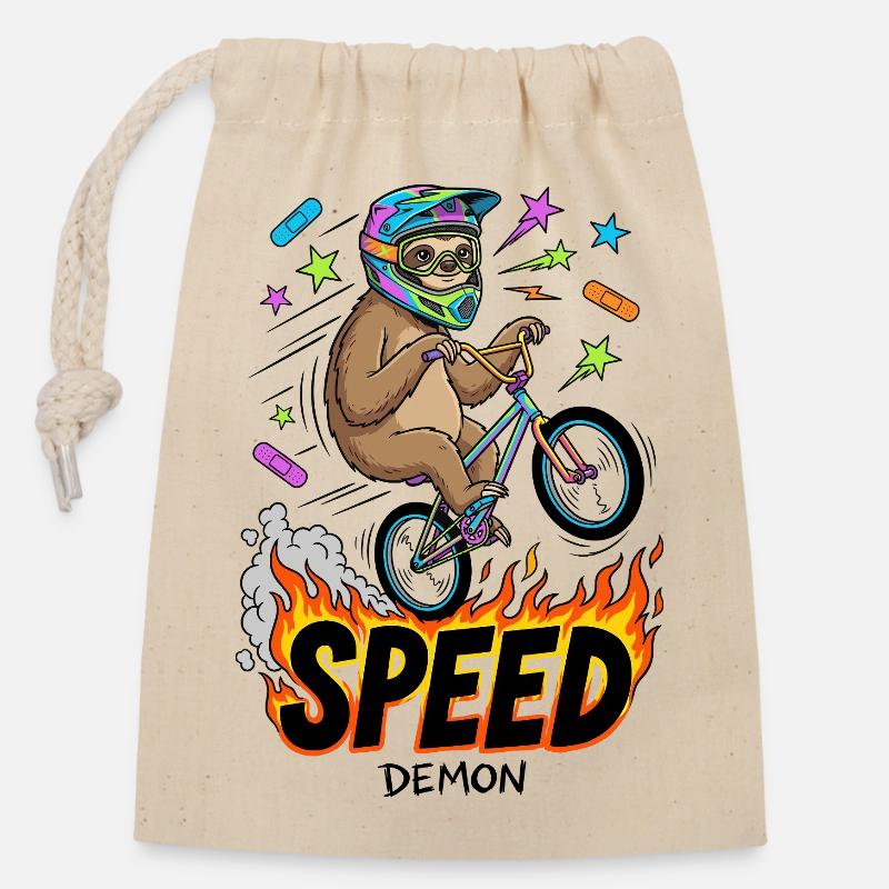 Speed Demon Faultier - Verschließbarer Geschenkbeutel aus Baumwolle (14x20cm) - Natur