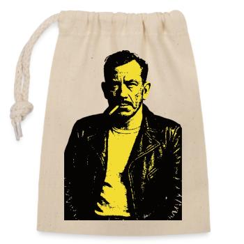 John Steinbeck Noir Rebel Portrait - Closable cotton gift bag (14x20cm) - nature - Front