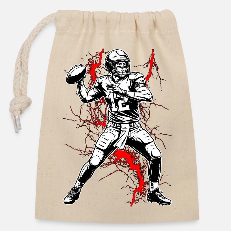 Quarterback im Blitzgewitter - Verschließbarer Geschenkbeutel aus Baumwolle (14x20cm) - Natur