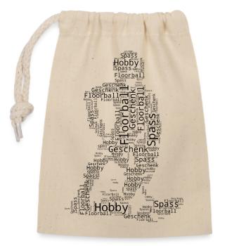 Clear floorball message - Closable cotton gift bag (14x20cm) - nature - Front