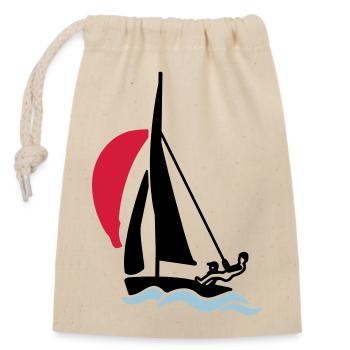 Youth sailing dinghy (420 470 505) sailboat - Closable cotton gift bag (14x20cm) - nature - Front