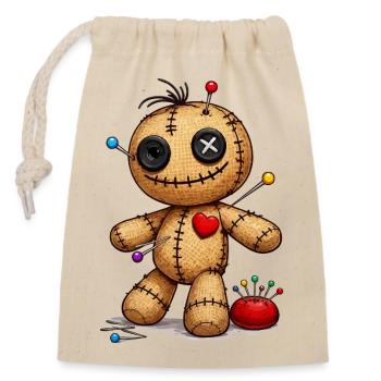 Voodoo doll with needles - Closable cotton gift bag (14x20cm) - nature - Front