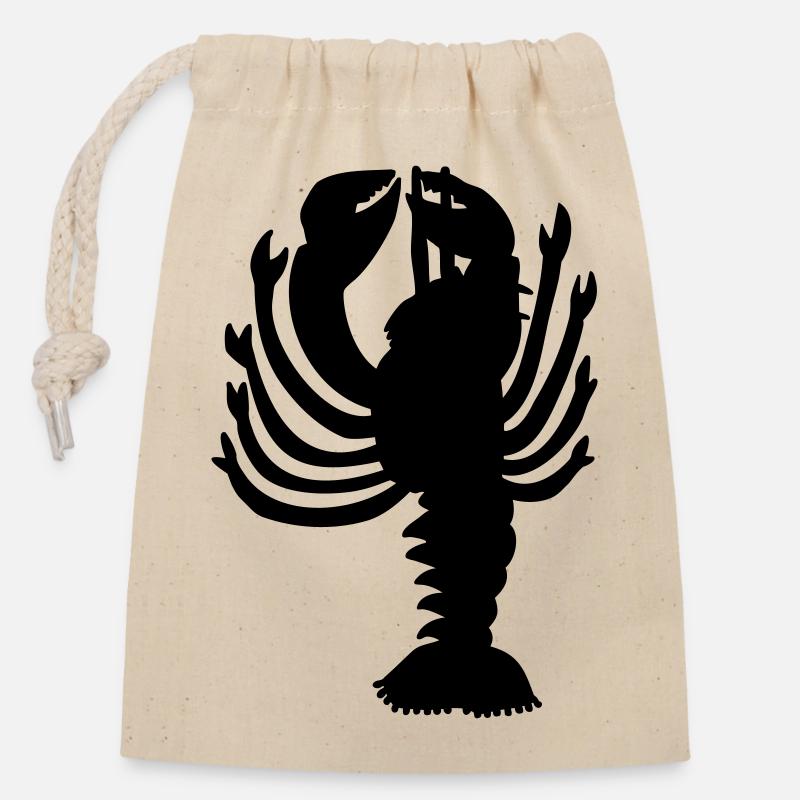 lobster - Closable cotton gift bag (14x20cm) - nature