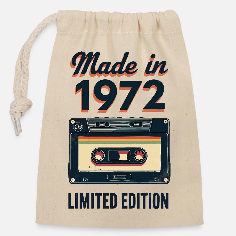 Made in 1972 – Limited Edition - Verschließbarer Geschenkbeutel aus Baumwolle (14x20cm) - Natur