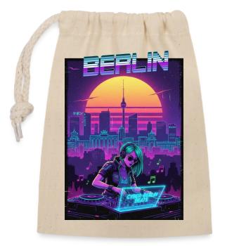 Berlin Cyber Punk - Verschließbarer Geschenkbeutel aus Baumwolle (14x20cm) - Natur - Vorne
