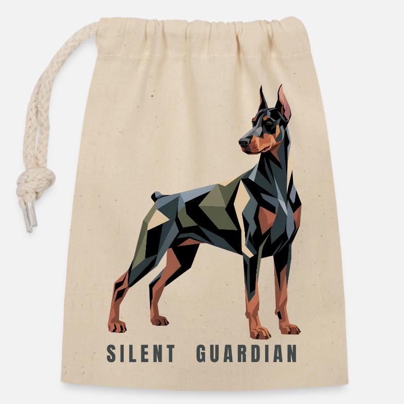 Geometrischer Dobermann – Stiller Wächter – Minimalist - Verschließbarer Geschenkbeutel aus Baumwolle (14x20cm) - Natur