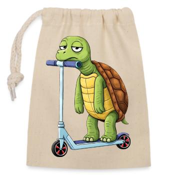 Cute Turtle Cartoon Boring Scooter Scooter - Closable cotton gift bag (14x20cm) - nature - Front