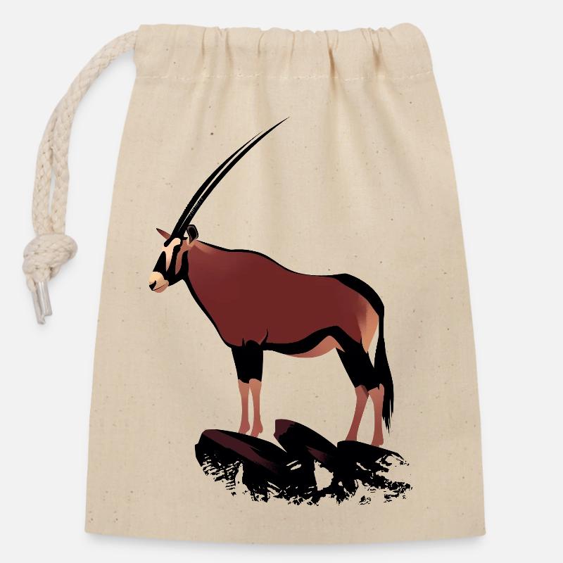 Oryx auf Felsen - Verschließbarer Geschenkbeutel aus Baumwolle (14x20cm) - Natur
