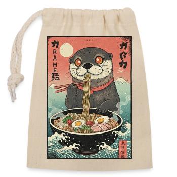 Nouilles ramen à la loutre de Kawaii - Sac cadeau en coton avec cordon (14 x 20 cm) - nature - Devant