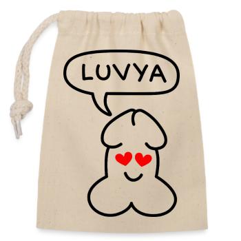 lustiges Junior-Luvya-Emoticon - Verschließbarer Geschenkbeutel aus Baumwolle (14x20cm) - Natur - Vorne