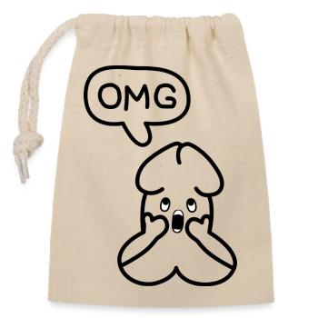 lustiges Junior OMG Emoticon - Verschließbarer Geschenkbeutel aus Baumwolle (14x20cm) - Natur - Vorne