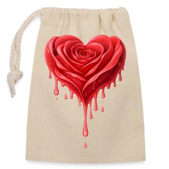 Red Rose in Heart Shape Illustration - Closable cotton gift bag (14x20cm) - nature - Front