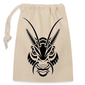 Mystische Insekten Maske Tattoo Stil - Verschließbarer Geschenkbeutel aus Baumwolle (14x20cm) - Natur - Vorne