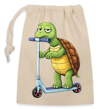 Cute Turtle Cartoon Scooter Scooter Boring - Closable cotton gift bag (14x20cm) - nature - Front