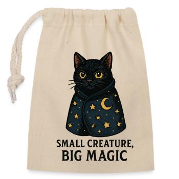 Mondnacht Katze Sternencape - Verschließbarer Geschenkbeutel aus Baumwolle (14x20cm) - Natur - Vorne