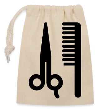 Friseur - Verschließbarer Geschenkbeutel aus Baumwolle (14x20cm) - Natur - Vorne