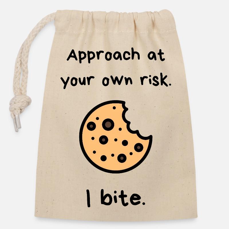 Morsure de biscuit aux pépites de chocolat - Sac cadeau en coton avec cordon (14 x 20 cm) - nature