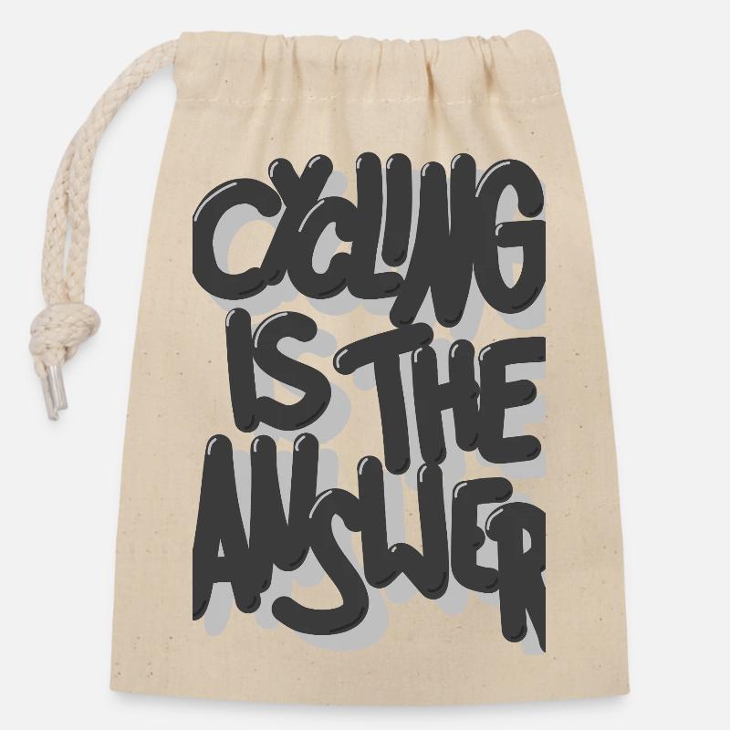 Cycling is the answer grau - Closable cotton gift bag (14x20cm) - nature