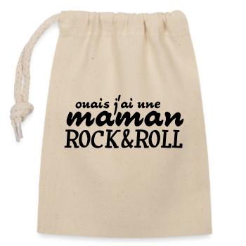 maman rock and roll - Sac cadeau en coton avec cordon (14 x 20 cm) - nature - Devant