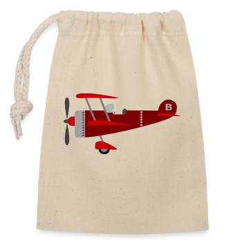 Airplane for children - Closable cotton gift bag (14x20cm) - nature - Front