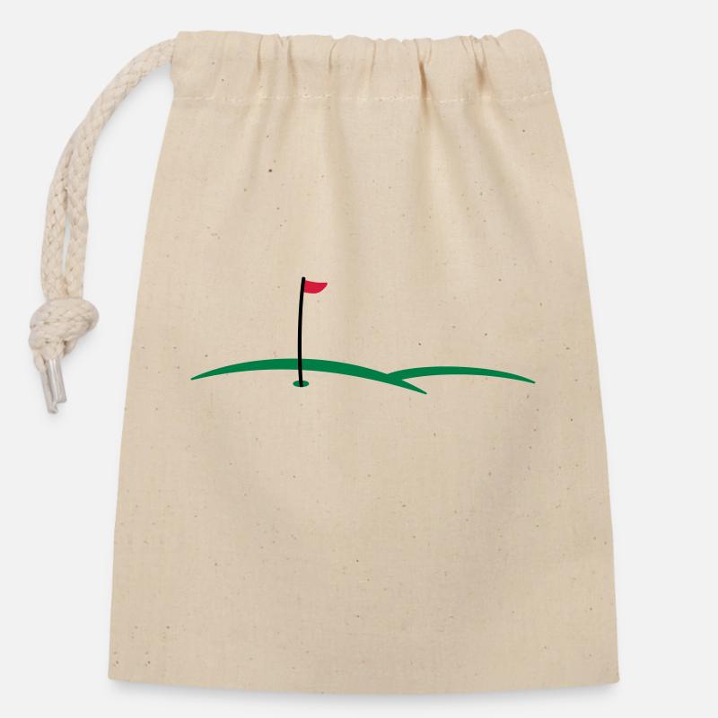 Trou de golf 3c - Sac cadeau en coton avec cordon (14 x 20 cm) - nature