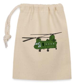 Hubschrauber - Verschließbarer Geschenkbeutel aus Baumwolle (14x20cm) - Natur - Vorne