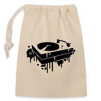 Un tourne-disque - Sac cadeau en coton avec cordon (14 x 20 cm) - nature - Devant