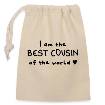 best cousin of the world gift - Closable cotton gift bag (14x20cm) - nature - Front
