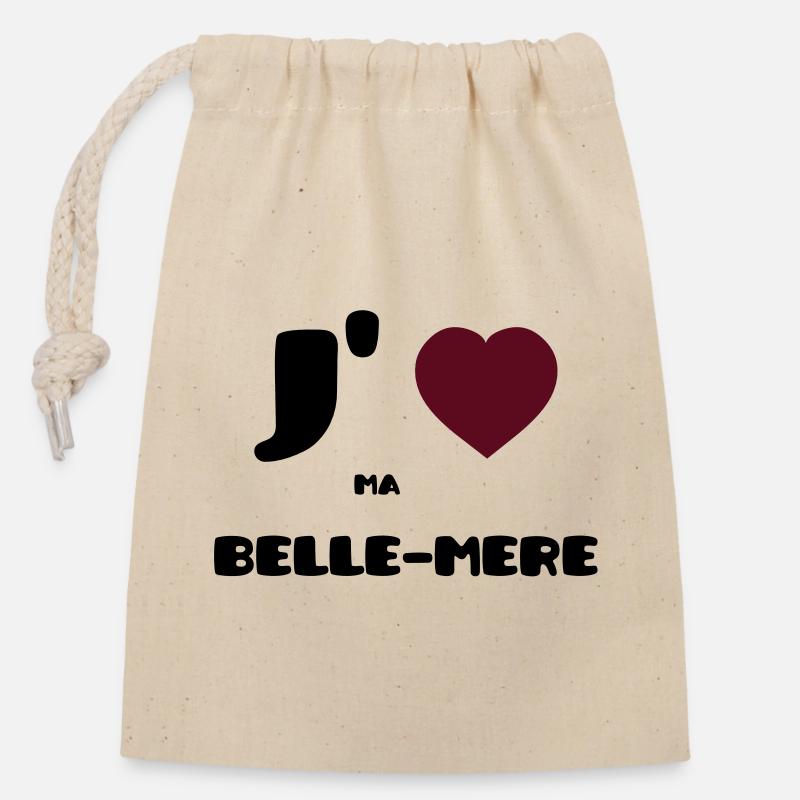 I love my mother (V) - Closable cotton gift bag (14x20cm) - nature