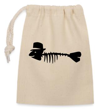 fischgraete mit hut - Verschließbarer Geschenkbeutel aus Baumwolle (14x20cm) - Natur - Vorne